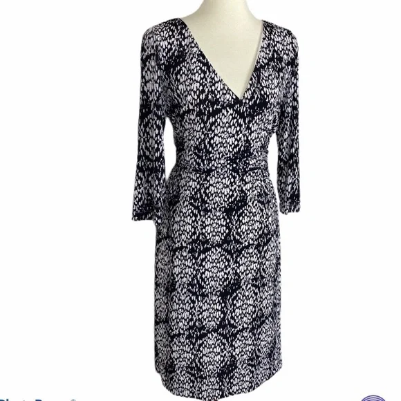 Adrianna Papell Faux Wrap Dress Gray Black 14 - Picture 2 of 4